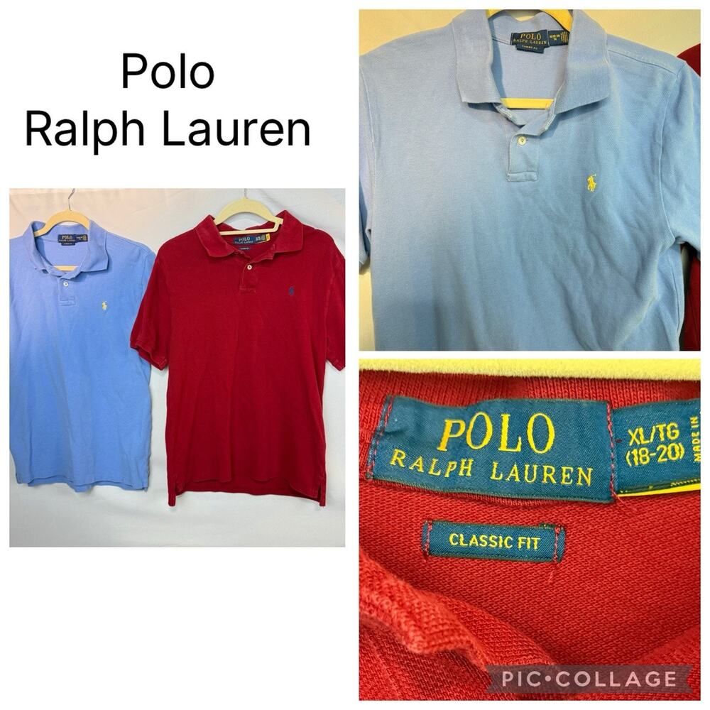 POLO RALPH LAUREN BOYSSHORTSLEEVES POLO SHIRT SIZE XL (18-20) Lot Of 2